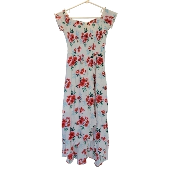 Hollister Smocked Off The Shoulder Floral High Low Dress - Picture 2 of 3